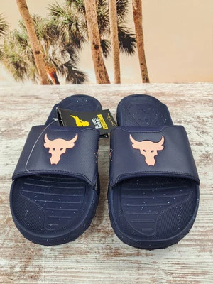 Under Armour Project Rock Brahma Bull Slides Azul Marino Rosa Para Hombres Talla 13 NUEVO Foto 1 de 4