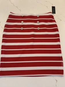 Gonna donna NYCC taglia XL rossa/bianca a righe tubino lunghezza ginocchio elasticizzata pull on - Foto 1 di 12