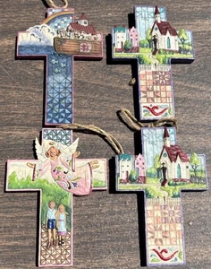 VTG Jim Shore Heartwood Creek Ornament Lot Of 4 Guardian Angel Noah’s Ark Church - Picture 1 of 9