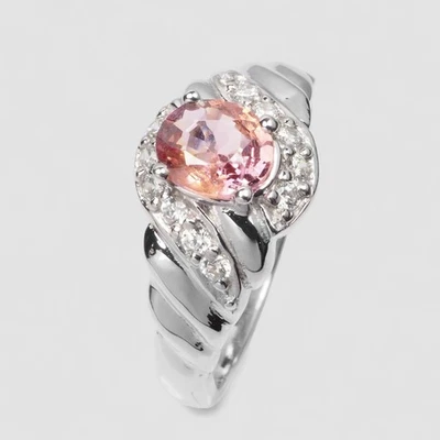 0.65ct Burma Pink Padparadscha Spinel 925 Sterling Silver Handmade Rings Size 7 - Image 1 of 4