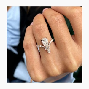 Diamond Engagement Ring IGI Certified Pear VS1 F 2.22 Ct 14K Yellow Gold Solid - Picture 1 of 15