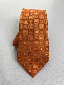 Unbekannte Marke orange, blau Blumenmuster 100 % Seide Handarbeit Krawatte neu ohne Etikett - Bild 1 von 7