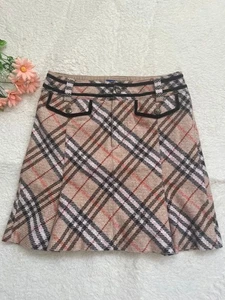 Burberry Blue Label Nova Check Mini Skirt Size 36 Made in Japan Brown Women's - Picture 1 of 24