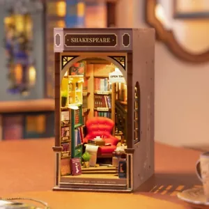 Rolife Bookstore 3D Wood Puzzle LED Vintage Decor DIY Dollhouse Shelf Xmas Gifts - Picture 1 of 20