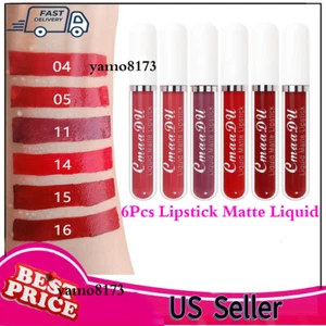 6pcs Lápiz Labial Líquido mate Larga Duracion Lip Stick Maquillaje Para Mujer US - Picture 1 of 6