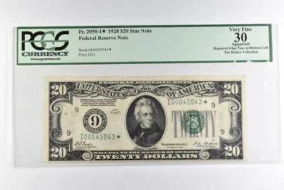 PCGS VF 30 $20 1928 Minneapolis, MN US FRN Star Note Green Seal Fr 2050-I* *8140 - Image 1 of 3