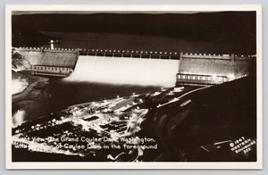 RPPC Nachtansicht Grand Coulee Dam Washington 1947 Postkarte - Bild 1 von 2