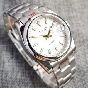 36mm BLIGER Automatic Mens Watch White Palm Dial Sapphire Glass 24 jewels NH35 - Picture 1 of 8