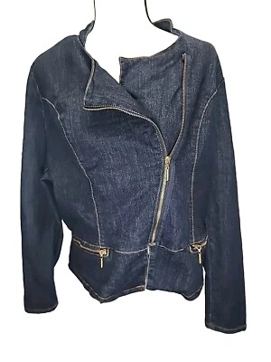 Chaqueta vaquera Nicki Minaj para mujer Moto Denim XXL azul oscuro lavado cremallera motociclista  Foto 1 de 4