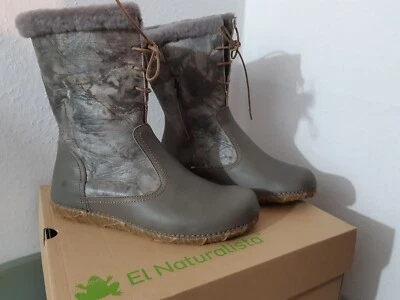 EL NATURALISTA STIVALI in pelle comfort FANTASY Leather Boots FOGLIE fiori di ghiaccio - Immagine 1 di 4