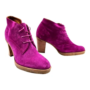 RALPH LAUREN PURPLE LABEL - Vintage Kidsuede Leather Block Heel Booties - US 7 - Picture 1 of 10