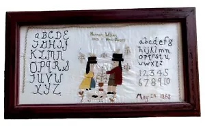Americana Needlework School ABC Sampler with Colonial Pictorial - Picture 1 of 4