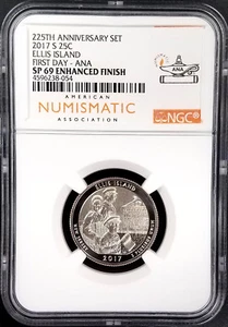 2017 S Ellis Island Quarter, NGC SP 69 Enhanced Finish, First Day-ANA! - Picture 1 of 2