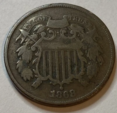 1868 - US 2 Cent Piece - Fine - Exact Coin Imaged #2C41 - Image 1 of 2