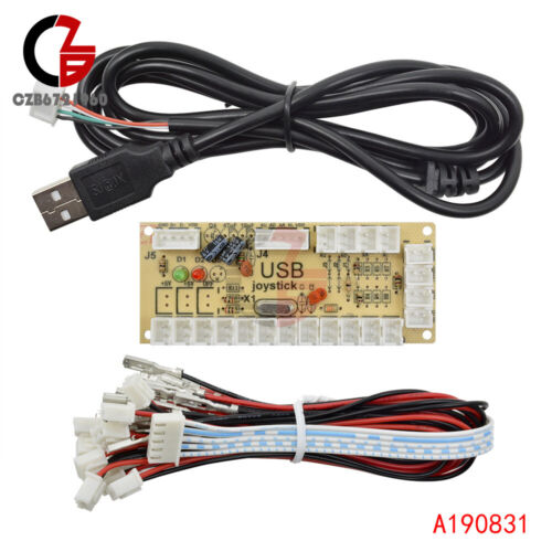 USB Arcade Encoder Zero Delay PC to Joystick 5Pin MAME Sanwa Push Button + Cable