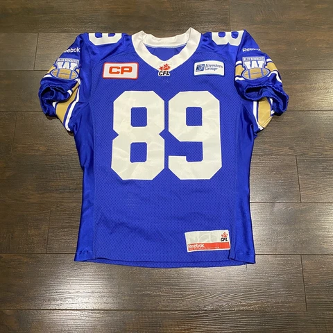 Winnipeg Blue Bombers #89 CLARENCE DENMARK Pro Cut Team Issued Jersey Stitched Cover