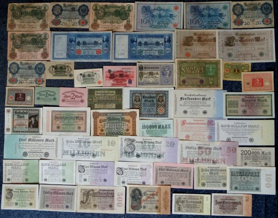 50 DIFF HISTORIC HI GRADE GERMAN EMPIRE & INFLATION BILLS 1900-23! $1000 RETAIL! - Image 1 of 3