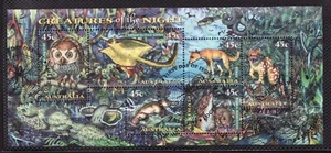 1997 Australia Sc# 1622a s/s Birds & Mammals. Creatures of the Night. Used Cv$6 - Picture 1 of 1