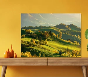 Mountainous Countryside at Sunset 5mm thick Plastic Poster Ready to Hang 60x45cm - Picture 1 of 3