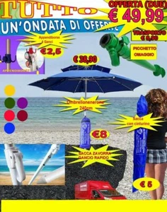 ombrellone mare antivento spiaggia ombrellonenerone offerta 2 240cm - Foto 1 di 2