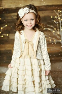 NWT Size 10 Mustard Pie Christmas Ivory Gold Golden Vanilla Maggie Bolero Girls - Picture 1 of 3