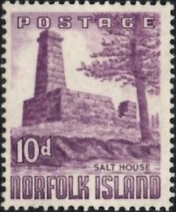 Norfolk Islands 1953 10d Reddish Violet Salt House SG.17 Mint (Hinged) - Picture 1 of 2
