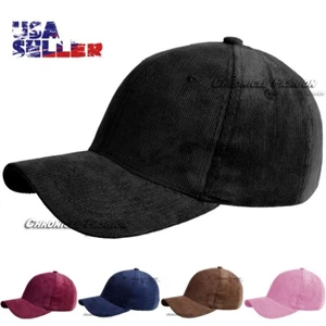Corduroy Baseball Cap Dad Hat Adjustable Soft Vintage Curved Bill Plain Classic - Picture 1 of 11