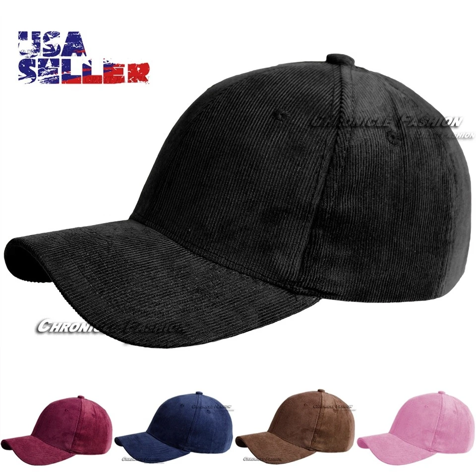 Gorra de béisbol de pana sombrero de papá ajustable suave vintage curvado billete liso clásico Foto 1 de 4