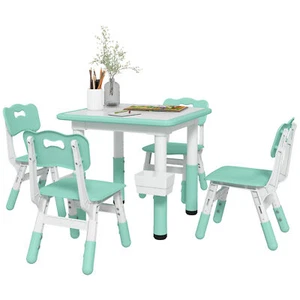 NEU Qaba Kids Tisch und Stuhl Set, höhenverstellbar 5 Stück Kleinkind Tisch und Ch - Bild 1 von 10