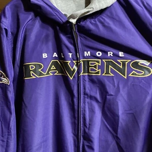 NFL Pro Player Baltimore Ravens Embroidered Coat Jacket XL Men Vtg Reversible - Picture 1 of 10