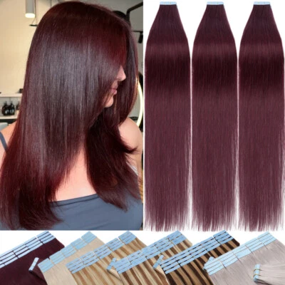 CLEARANCE Tape In Russian Remy Human Hair Extensions Invisible Skin Weft 20Piece - Image 1 of 4