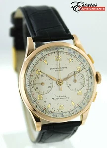 Reloj Landeron 51 vintage cronógrafo suizo oro rosa 18k para hombre - Imagen 1 de 12