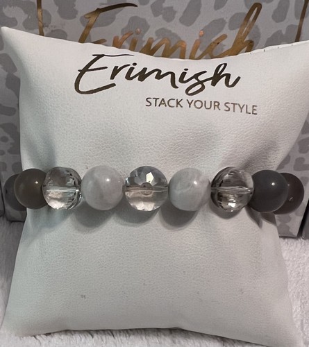 OFF WHITE NUOVO! BRACCIALE ERIMISH Lt grigio blu con bianco chiaro e cremoso