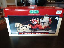 Lemax Christmas Village Porcelain Off To The Fire Firefighters Horses 63167 LOOK