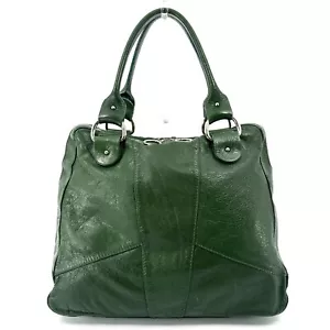 Fendi Hand Bag Shoulder Bag Purse Green Leather Auth Silver Zip Ring From Japan - Picture 1 of 24