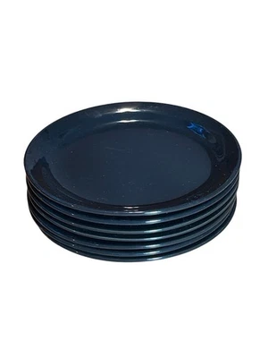 Mainstays Set Of 7 Solid Rich Black Glossy Salad Plates 8" Stackables - Image 1 of 4
