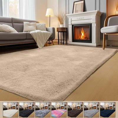 Soft Shaggy Rugs for Living Room Bedroom Fluffy Non Slip Floor Mat Carpets USA - Image 1 of 4