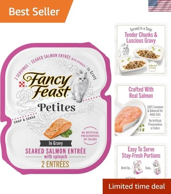 Fancy Feast Gourmet Gravy Wet Cat Food, Petites Seared Salmon with Spinach Entre - Image 1 of 4