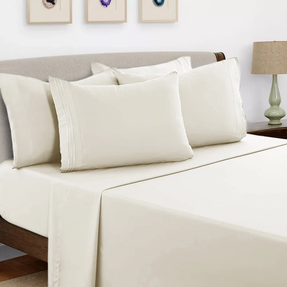 Комплект простыней из 6 предметов 1800 серия из микрофибры комфортный с глубокими карманами простыня для отеля - Изображение 1 из 1