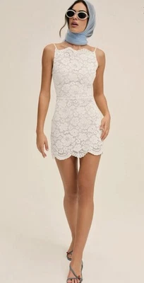 Women’s For Love & Lemons Dress Lakeside Mini Lace White Dress Large Romantic - Image 1 of 4
