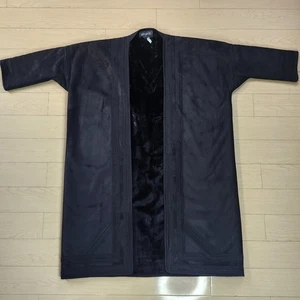 Farwa Bisht Black Winter Warm Arabic Cloak Long Fur Coat Robe Mens Large - Picture 1 of 8
