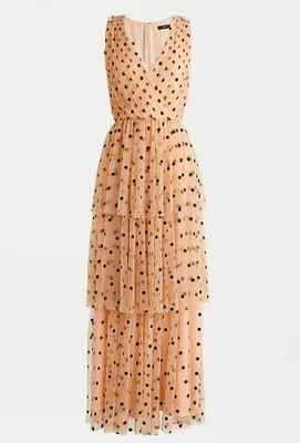 J Crew 层叠圆点薄纱长裙女式 8 码仙女 Coquette HOCO 舞会 — 第 1/4 张图片