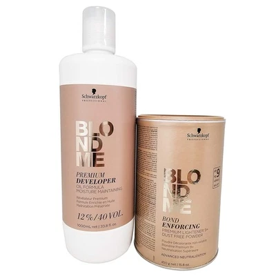 Schwarzkopf DUO Blond Me Premium Lift 9 blanqueador y 12 % desarrollador 33,8 oz SET Foto 1 de 3