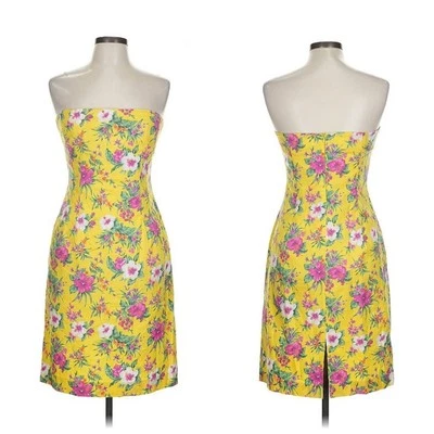 Vestido Ralph Lauren Vintage 10 Floral Bustier Corsé Sin Tirantes +1 Correa Extraíble Foto 1 de 4