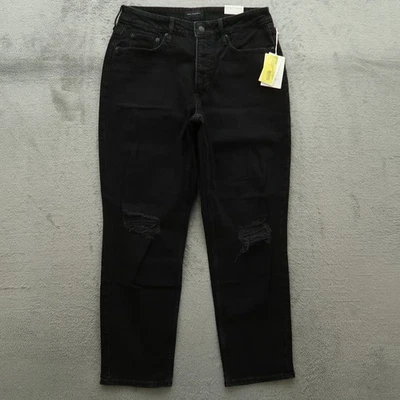 Pantalones de mezclilla Free Assembly para mujer talla 10 negros tiro alto años 90 rectos 28" entrepierna nuevos con etiquetas Foto 1 de 4