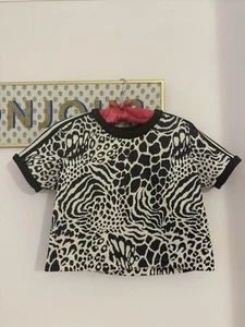 Adidas Cropped Animal Print T-shirt Size 8 - Picture 1 of 3