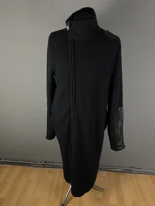 Costume National Homme Black Angora Wool Coat Leather Elbow Patches Mens XXL - Picture 1 of 17