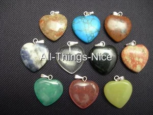 Dije de 10 colgantes mezcla de piedras preciosas de 20 mm Love HART para hacer joyas de collar - Imagen 1 de 1