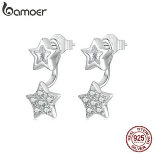 Bamoer Exquisite 925 Sterling Silver Stars Stud Earrings Jewelry For Women Gifts - Picture 1 of 14