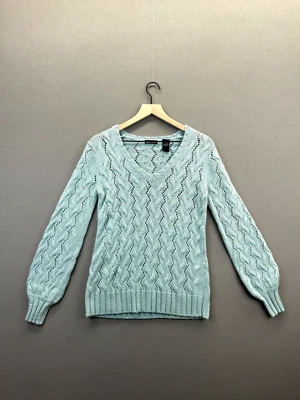 Moda International Womens Blue Sweater Pullover Knitted Round Neck Size Small - Image 1 of 4